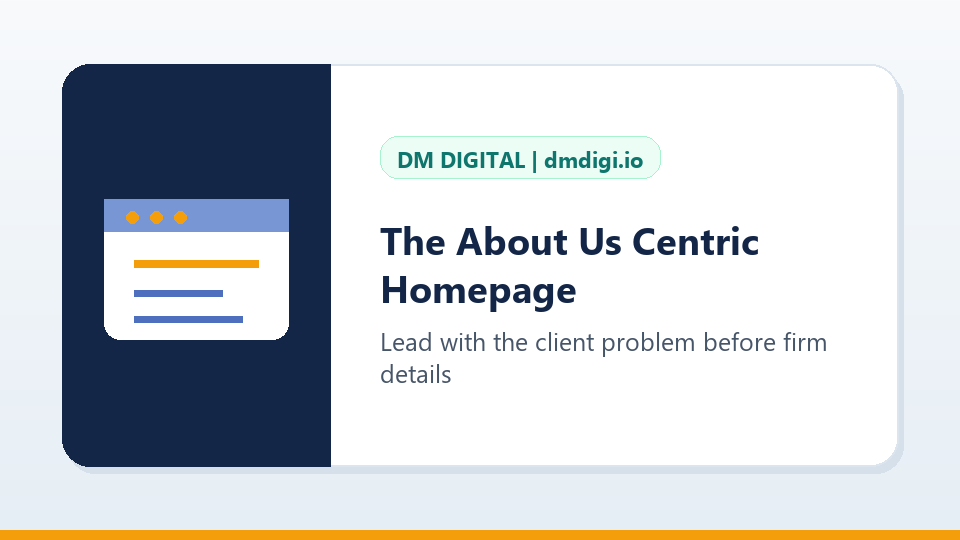 The About Us Centric Homepage visual for Common Conversion-focused Websites Mistakes to Avoid