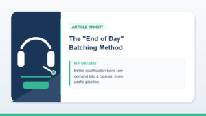 The "End of Day" Batching Method visual for Speed-to-lead Follow-up: Benefits, Tradeoffs, and Next Steps